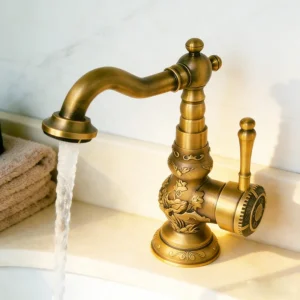 robinet salle de bain en laiton antique floral