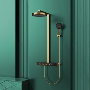 colonne de douche thermostatique en laiton doré