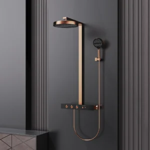 Colonne de douche thermostatique de luxe douche de pluie en laiton or rose design moderne