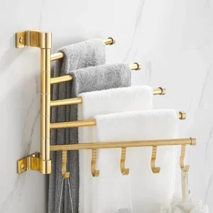 Porte-serviette de luxe vertical amovible doré brossé