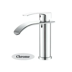Robinet lavabo cascade grand et court en laiton argenté mélangeur salle de bain luxe
