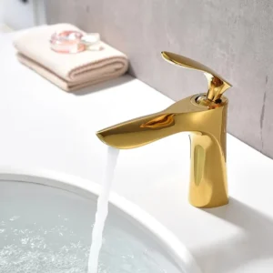 robinet simple doré pour vasque