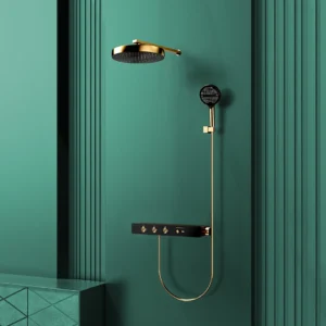 ensemble de douche thermostatique en laiton doré