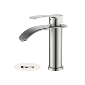 Robinet lavabo cascade grand et court en laiton argent brossé mélangeur salle de bain luxe
