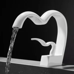 Robinet cascade en laiton de luxe vague ondulée mitigeur blanc