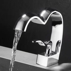 Robinet cascade en laiton de luxe vague ondulée mitigeur argenté