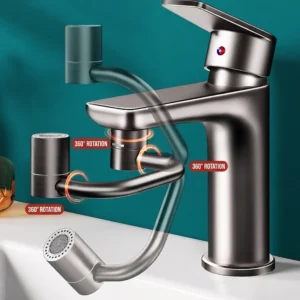 Rallonge de robinet en laiton massif en forme de U, pivotant à 360 degrés, aérateur universel pour lavabo de salle de bain et cuisine