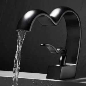 Robinet cascade en laiton de luxe vague ondulée mitigeur noir