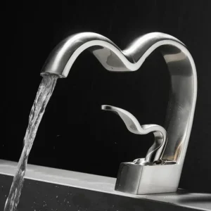 Robinet cascade en laiton de luxe vague ondulée mitigeur argent brossé