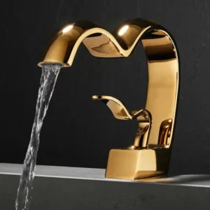 Robinet cascade en laiton de luxe vague ondulée mitigeur doré