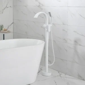 Robinet Expert sur pied avec bec large cascade blanc