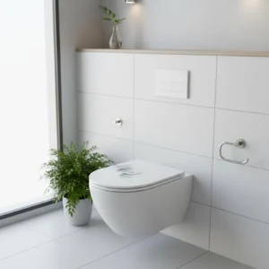 Plaque de WC suspendue double chasse carres blanche